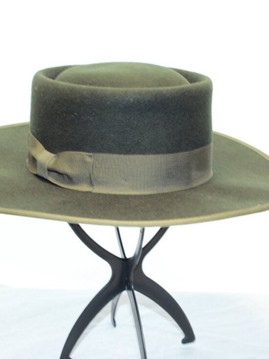 Olive & Pique Green VIDA Adult Adjustable 100% Wool Felt Gambler Bolero Hat NWT main image 12